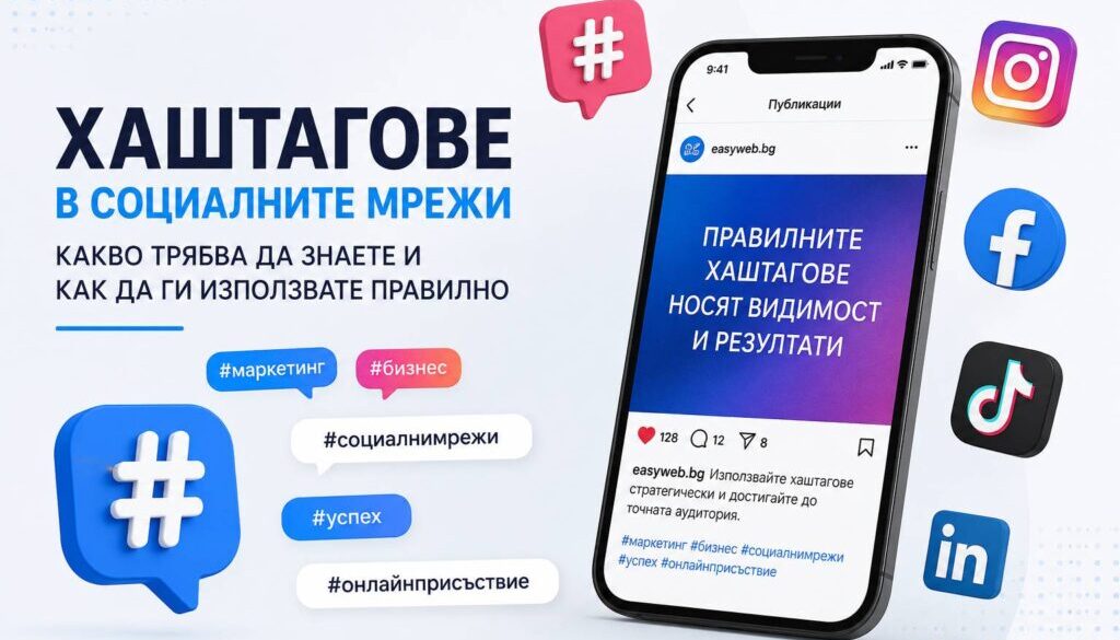 Разберете как да използвате хаштагове ефективно във Facebook, Instagram, LinkedIn, TikTok и X, за да достигнете до повече потенциални клиенти.