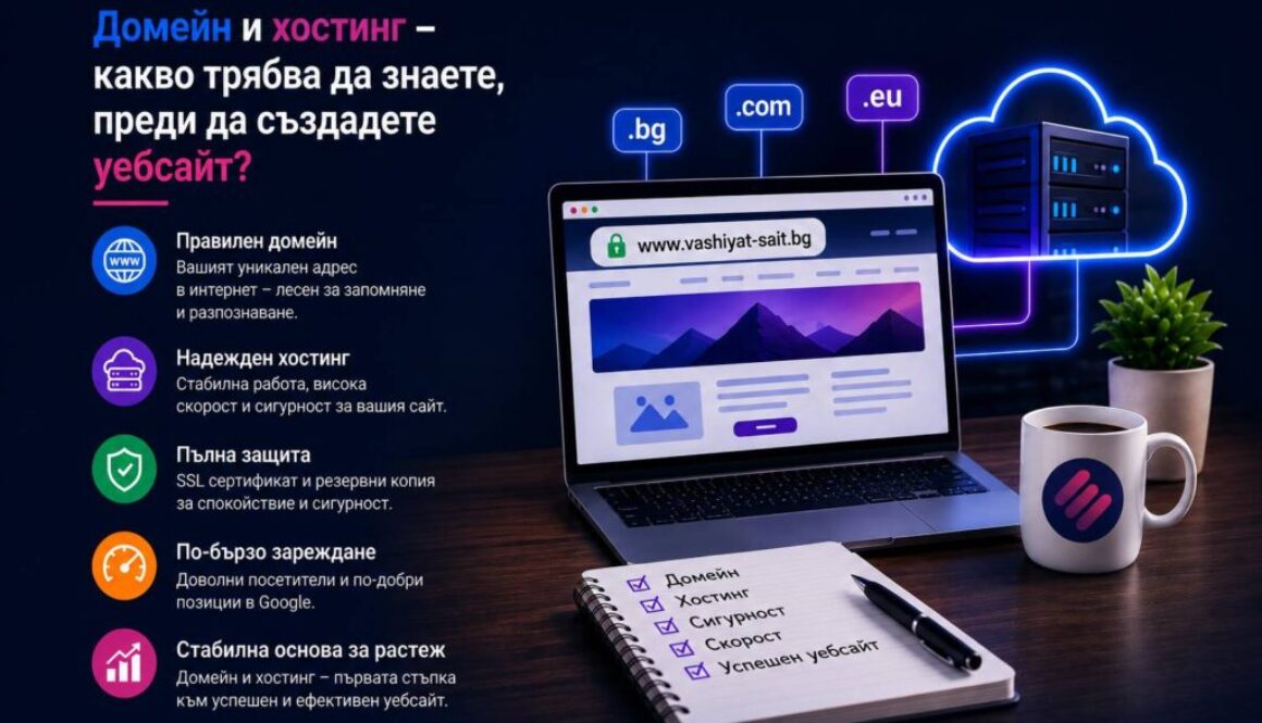 Научете как правилният избор на домейн помага за разпознаваемостта на бизнеса и какво трябва да знаете за името и домейн разширението на вашия сайт.