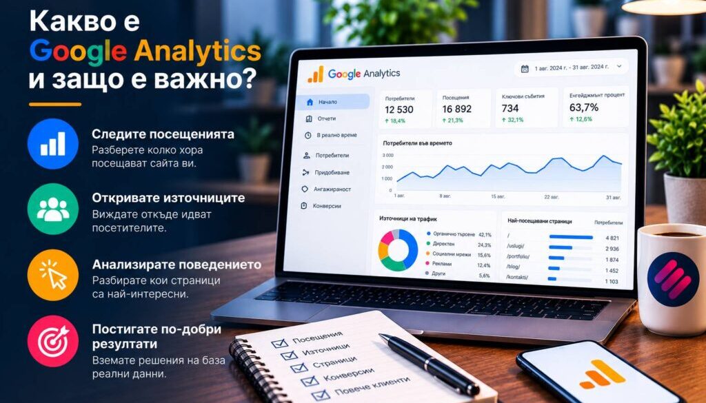 Открийте защо анализът на уебсайт е важен и как Google Analytics помага да разбирате посетителите и да подобрявате маркетинговите резултати.